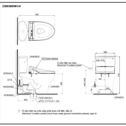 Bồn cầu TOTO CS838DW14 2 khối nắp điện tử Washlet C5 TCF24410AAA 7 Bồn cầu TOTO CS838DW14 2 khối nắp điện tử Washlet C5 TCF24410AAA