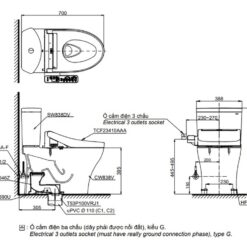 Bồn cầu TOTO CS838DW16 2 khối nắp điện tử Washlet C2 TCF23410AAA