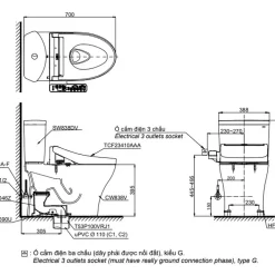 Bồn cầu TOTO CS838DW16 2 khối nắp điện tử Washlet C2 TCF23410AAA