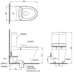 Bồn cầu TOTO CS948DE2 2 khối nắp rửa cơ TCW07S