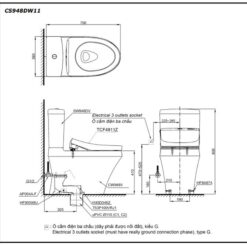 Bồn cầu TOTO CS948DW11 2 khối nắp điện tử Washlet S7 TCF4911Z