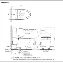 Bồn cầu TOTO CS948DW11 2 khối nắp điện tử Washlet S7 TCF4911Z