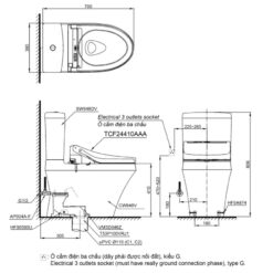 Bồn cầu TOTO CS948DW14 2 khối nắp điện tử Washlet C5 TCF24410AAA