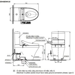 Bồn cầu TOTO CS948DW16 2 khối nắp điện tử Washlet C2 TCF23410AAA
