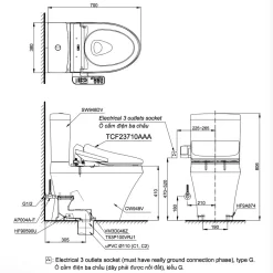 Bồn cầu TOTO CS948DW18 2 khối nắp điện tử TCF23710AAA Washlet C2 cơ bản 16 Bồn cầu TOTO CS948DW18 2 khối nắp điện tử TCF23710AAA Washlet C2 cơ bản