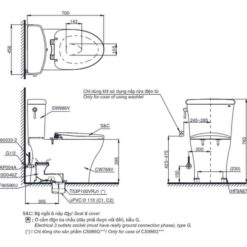 Bồn cầu TOTO CS986GW11 2 khối nắp điện tử Washlet S7 TCF4911Z
