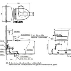 Bồn cầu TOTO CS986GW16 2 khối nắp điện tử Washlet C2 TCF23410AAA