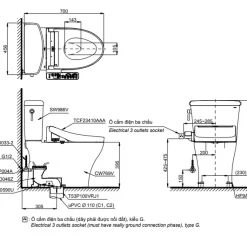 Bồn cầu TOTO CS986GW16 2 khối nắp điện tử Washlet C2 TCF23410AAA 16 Bồn cầu TOTO CS986GW16 2 khối nắp điện tử Washlet C2 TCF23410AAA