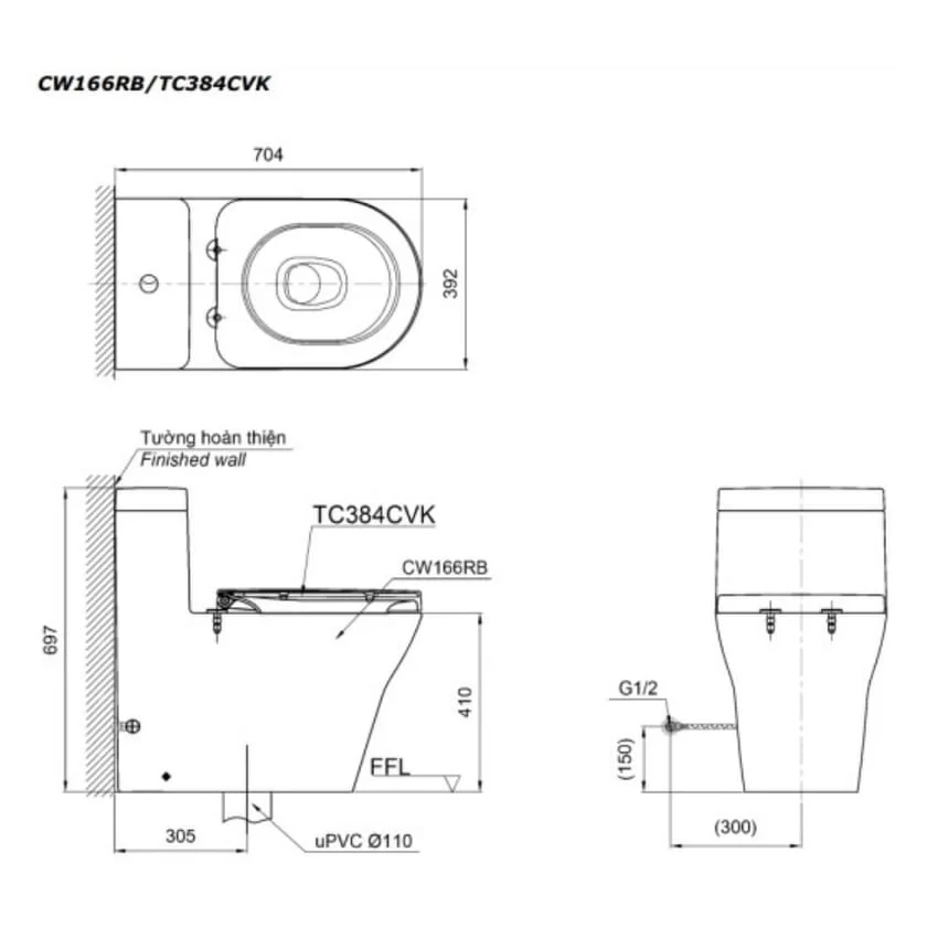 Bồn cầu TOTO CW166RB TCF33320GAA T53P100VR 1 khối nắp điện tử Washlet S2 10 Bồn cầu TOTO CW166RB TCF33320GAA T53P100VR 1 khối nắp điện tử Washlet S2