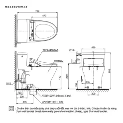 Bồn cầu TOTO MS188VKW14 T53P100VR 1 khối nắp điện tử Washlet C5 TCF24410AAA 16 Bồn cầu TOTO MS188VKW14 T53P100VR 1 khối nắp điện tử Washlet C5 TCF24410AAA