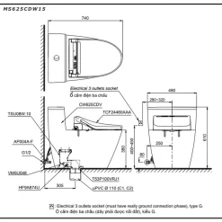 Bồn cầu TOTO MS625CDW15 1 khối nắp điện tử Washlet C5 TCF24460AAA giấu dây 19 Bồn cầu TOTO MS625CDW15 1 khối nắp điện tử Washlet C5 TCF24460AAA giấu dây