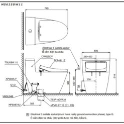 Bồn cầu TOTO MS625DW11 1 khối nắp điện tử Washlet S7 TCF4911Z