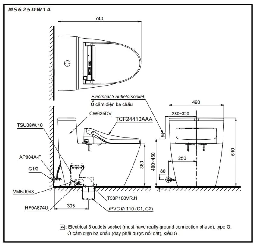 Dịch vụ bảo hành uy tín của bồn TOTO MS625DW14 Chế độ bảo hành của bồn cầu TOTO MS625DW14