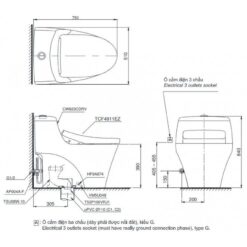 Bồn cầu TOTO MS823CDRW12 1 khối nắp điện tử Washlet S7 TCF4911EZ giấu dây