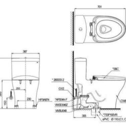 Bồn cầu TOTO MS855DW14 1 khối nắp điện tử Washlet C5 TCF24410AAA