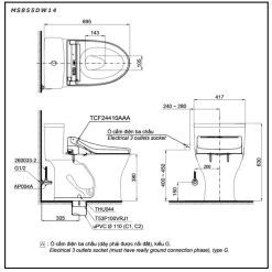 Bồn cầu TOTO MS855DW14 1 khối nắp điện tử Washlet C5 TCF24410AAA 18 Bồn cầu TOTO MS855DW14 1 khối nắp điện tử Washlet C5 TCF24410AAA