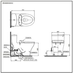 Bồn cầu TOTO MS885DE2 1 khối nắp rửa cơ TCW07S