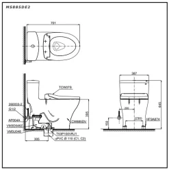 Bồn cầu TOTO MS885DE2 1 khối nắp rửa cơ TCW07S