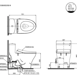 Bồn cầu TOTO MS885DE4 1 khối nắp rửa cơ TCW1211A 18 Bồn cầu TOTO MS885DE4 1 khối nắp rửa cơ TCW1211A