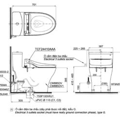 Bồn cầu TOTO MS885DW14 1 khối nắp điện tử Washlet C5 TCF24410AAA