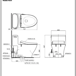 Bồn cầu TOTO MS887RE4 1 khối nắp rửa cơ TCW1211A 16 Bồn cầu TOTO MS887RE4 1 khối nắp rửa cơ TCW1211A