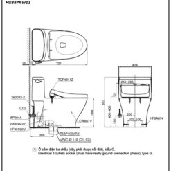 Bồn cầu TOTO MS887RW11 1 khối nắp điện tử Washlet S7 TCF4911Z