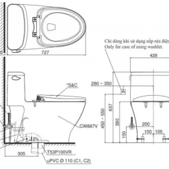 Bồn cầu TOTO MS887RW14 1 khối nắp điện tử Washlet C5 TCF24410AAA 21 Bồn cầu TOTO MS887RW14 1 khối nắp điện tử Washlet C5 TCF24410AAA