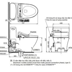 Bồn cầu TOTO MS887RW16 1 khối nắp điện tử Washlet C2 TCF23410AAA