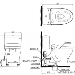 Bồn cầu TOTO MS889CDRW15 1 khối nắp điện tử Washlet C5 TCF24460AAA giấu dây 18 Bồn cầu TOTO MS889CDRW15 1 khối nắp điện tử Washlet C5 TCF24460AAA giấu dây