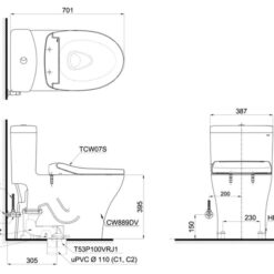 Bồn cầu TOTO MS889DRE2 1 khối nắp rửa cơ TCW07S
