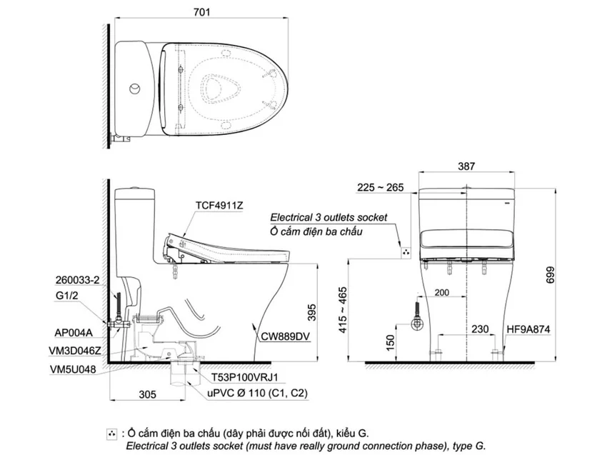 Bồn cầu TOTO MS889DRW11 1 khối nắp điện tử Washlet S7 TCF4911Z 9 Bồn cầu TOTO MS889DRW11 1 khối nắp điện tử Washlet S7 TCF4911Z