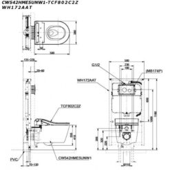 Bồn cầu treo tường điện tử RW (giấu dây) xả tự động TOTO CW542HME5U TCF802C2Z WH172AAT MB175M