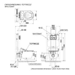 Bồn cầu treo tường điện tử RX (giấu dây) xả tự động TOTO CW542HME5U TCF795C2Z WH172AAT MB175M