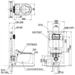 Bồn cầu treo tường điện tử RX (giấu dây)TOTO CW542HME5U TCF794CZ WH172AT MB175M