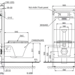 Bồn cầu treo tường điện tử S7 TOTO CW822RA TCF4911Z WH172A MB175M 11 Bồn cầu treo tường điện tử S7 TOTO CW822RA TCF4911Z WH172A MB175M