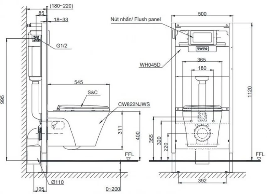 Bồn cầu treo tường điện tử S7 TOTO CW822RA TCF4911Z WH172A MB175M 16 Bồn cầu treo tường điện tử S7 TOTO và phụ kiện
