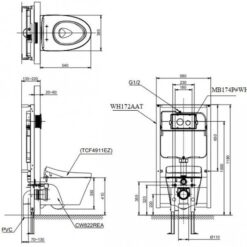 Bồn cầu treo tường điện tử S7 (giấu dây) xả tự động TOTO CW822REA TCF4911EZ WH172AAT TCA464 MB176GH