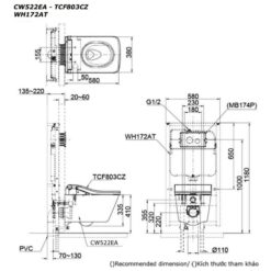 Bồn cầu treo tường điện tử SW (giấu dây) TOTO CW522EA TCF803CZ WH172AT MB171M