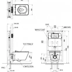 Bồn cầu treo tường điện tử SX (giấu dây) TOTO CW522EA TCF796CZ WH172AT MB171M
