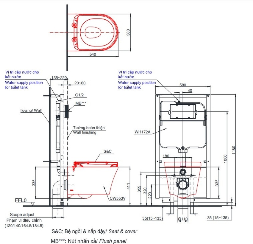 Bồn cầu treo tường điện tử TOTO CW553 TCF33320GAA WH172A MB175M