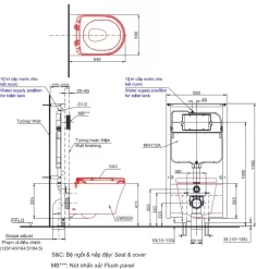 Bồn cầu treo tường điện tử TOTO CW553 TCF34320GAA WH172A MB175M