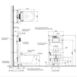 Bồn cầu treo tường điện tử (giấu dây) TOTO CW553C TCF33370GAA WH172AT TCA465 MB175M