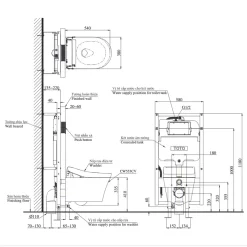 Bồn cầu treo tường điện tử (giấu dây) TOTO CW553C TCF33370GAA WH172AT TCA465 MB175M