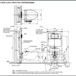Bồn cầu treo tường điện tử TOTO CW812RA TCF23410AAA WH172A MB176GH