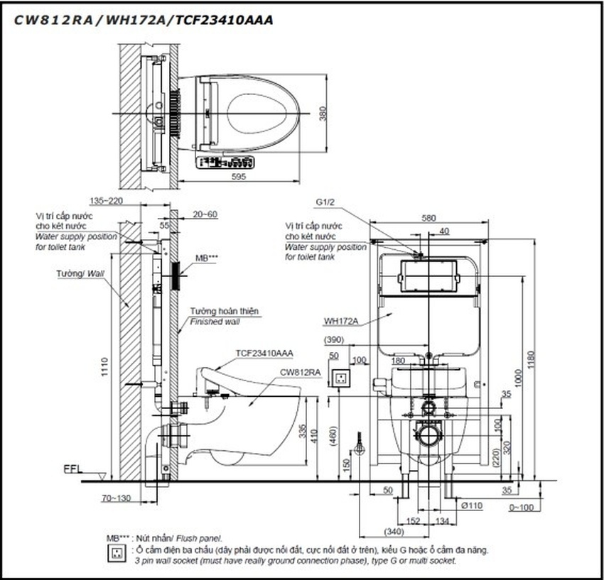 Bồn cầu TOTO CW812RA TCF23410AAA WH172A MB176GH thuộc thương hiệu Hải Yến Home