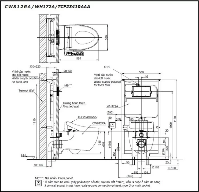 Bồn cầu TOTO CW812RA TCF23410AAA WH172A MB176GH thuộc thương hiệu Hải Yến Home Bồn cầu TOTO CW812RA TCF23410AAA WH172A MB176GH thuộc thương hiệu Hải Yến Home
