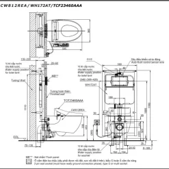 Bồn cầu treo tường điện tử (giấu dây) TOTO CW812REA TCF23460AAA WH172AT TCA465 MB176GH