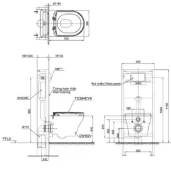 Bồn cầu treo tường nắp êm TOTO CW162 TC384CVK WH172A MB176G 11 Bồn cầu treo tường nắp êm TOTO CW162 TC384CVK WH172A MB176G