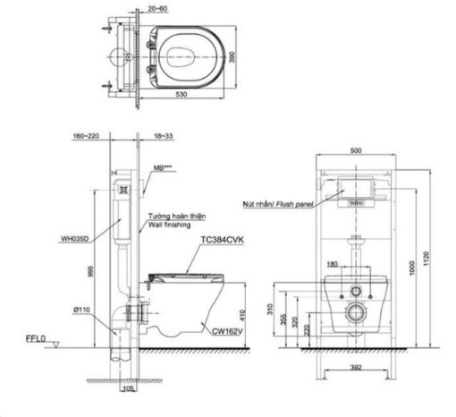 Bồn cầu treo tường nắp êm TOTO CW162 TC384CVK WH172A MB176G