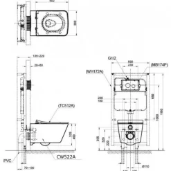 Bồn cầu treo tường nắp êm TOTO CW522A TC512A WH172A MB171M 25 Bồn cầu treo tường nắp êm TOTO CW522A TC512A WH172A MB171M